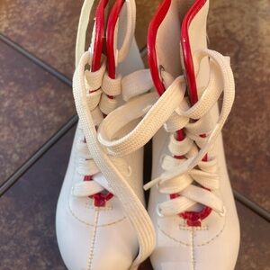 Kids White and Red Ice Skates